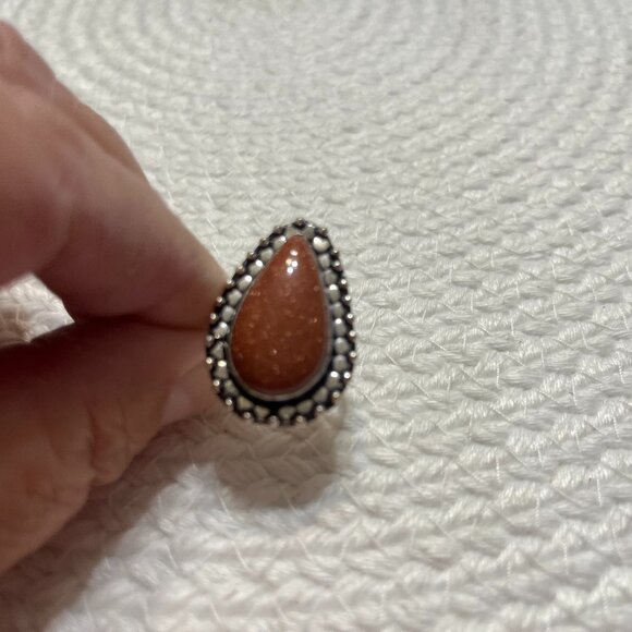 Sparkling GOLD SUNSTONE Handmade Sterling 925 Ring Size 9.75 #447D - Picture 1 of 3